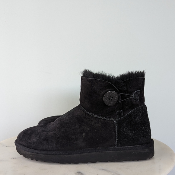 UGG Women's Black Mini Bailey Button II Boots - Picture 9 of 10